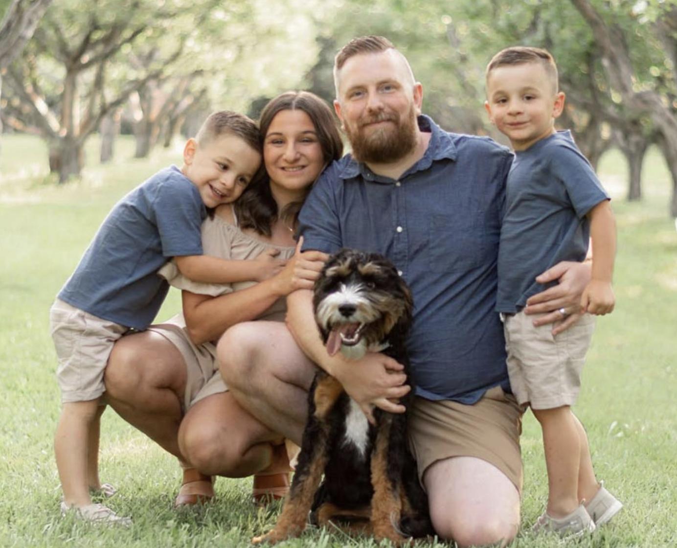 McKenna is pictured with her husband, Tyson, and children, Sawyer and Hudson.