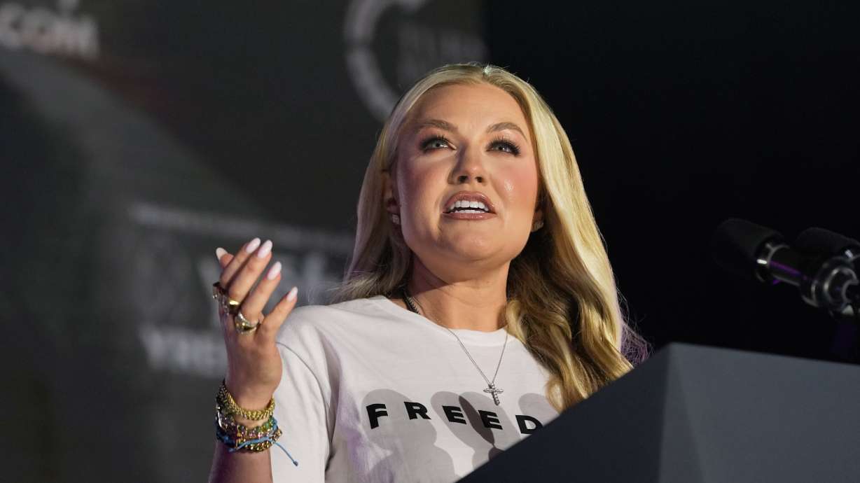 Erika Kirk speaks during a "This Is the Turning Point" campus tour event at the University of Mississippi, in Oxford, Miss., Oct. 29.