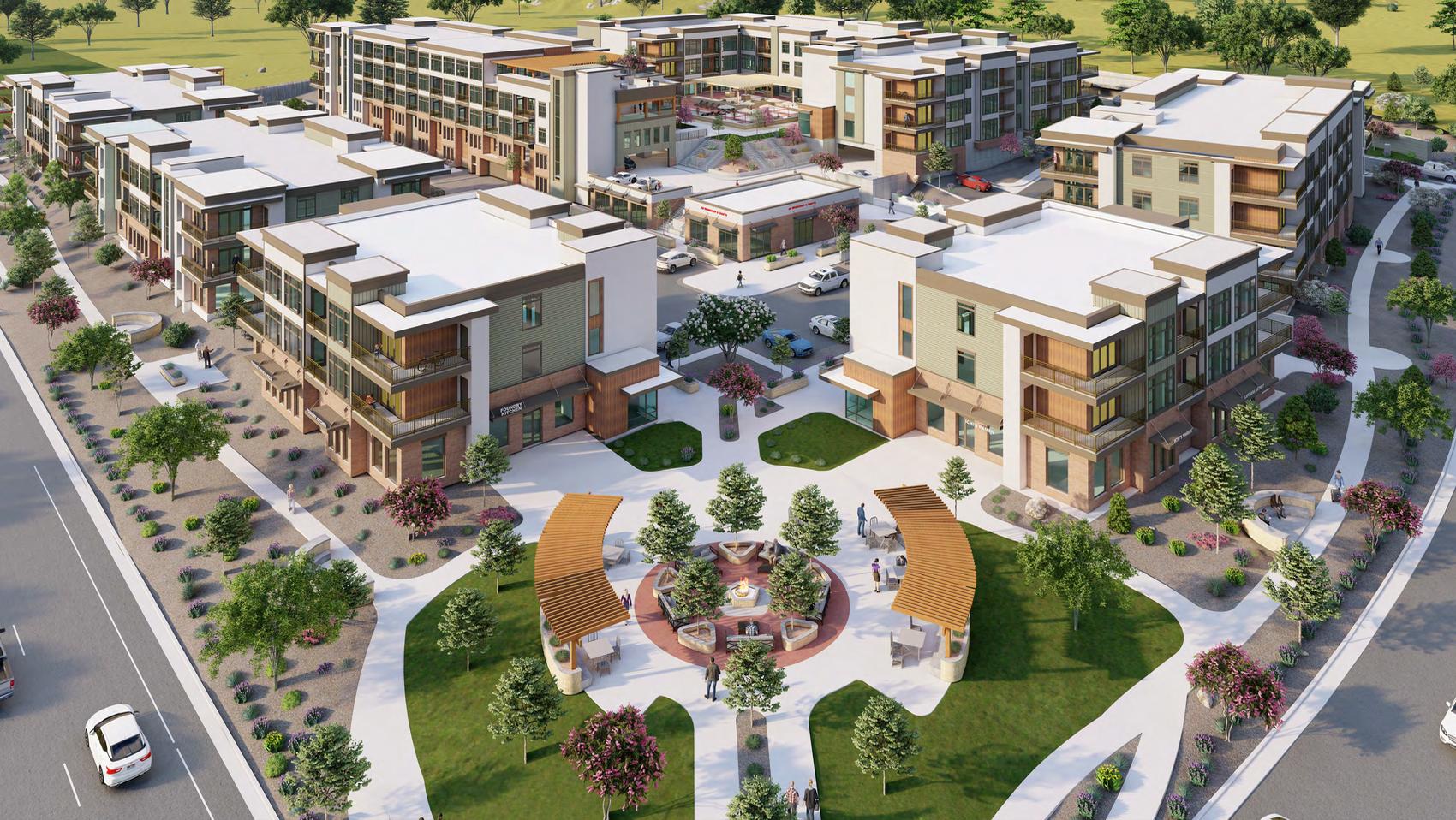 A rendering shows a proposed mixed-use development project in Sandy. A federal judge in October overturned the city's previous denial of the project.