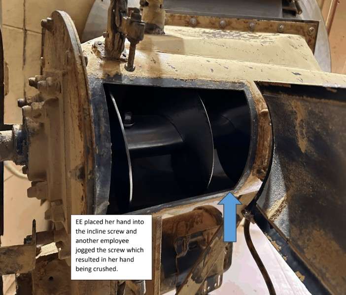 An employee's hand was crushed inside an incline screw during cleaning operations. Alphia’s Ogden pet food manufacturing plant is under scrutiny for alleged safety violations.