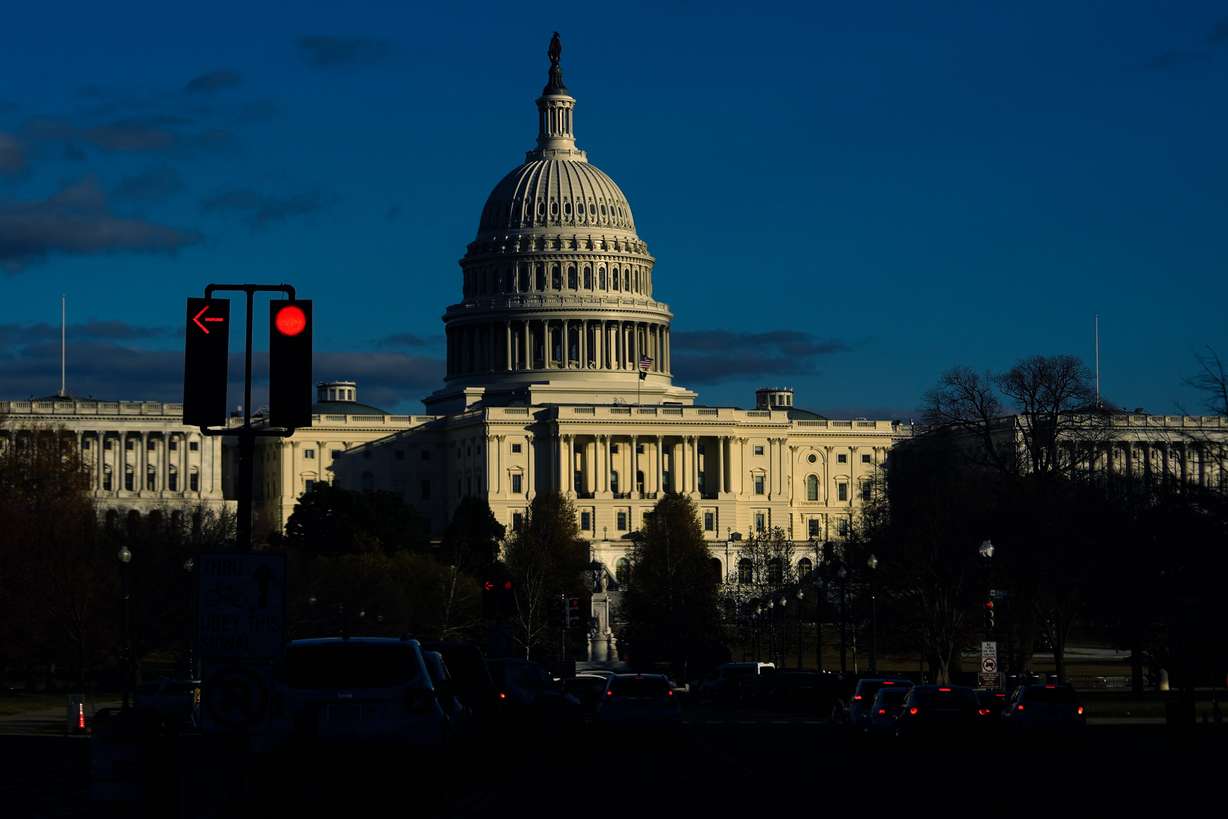 The U.S. Capitol is seen shortly before sunset, Nov. 28, in Washington.