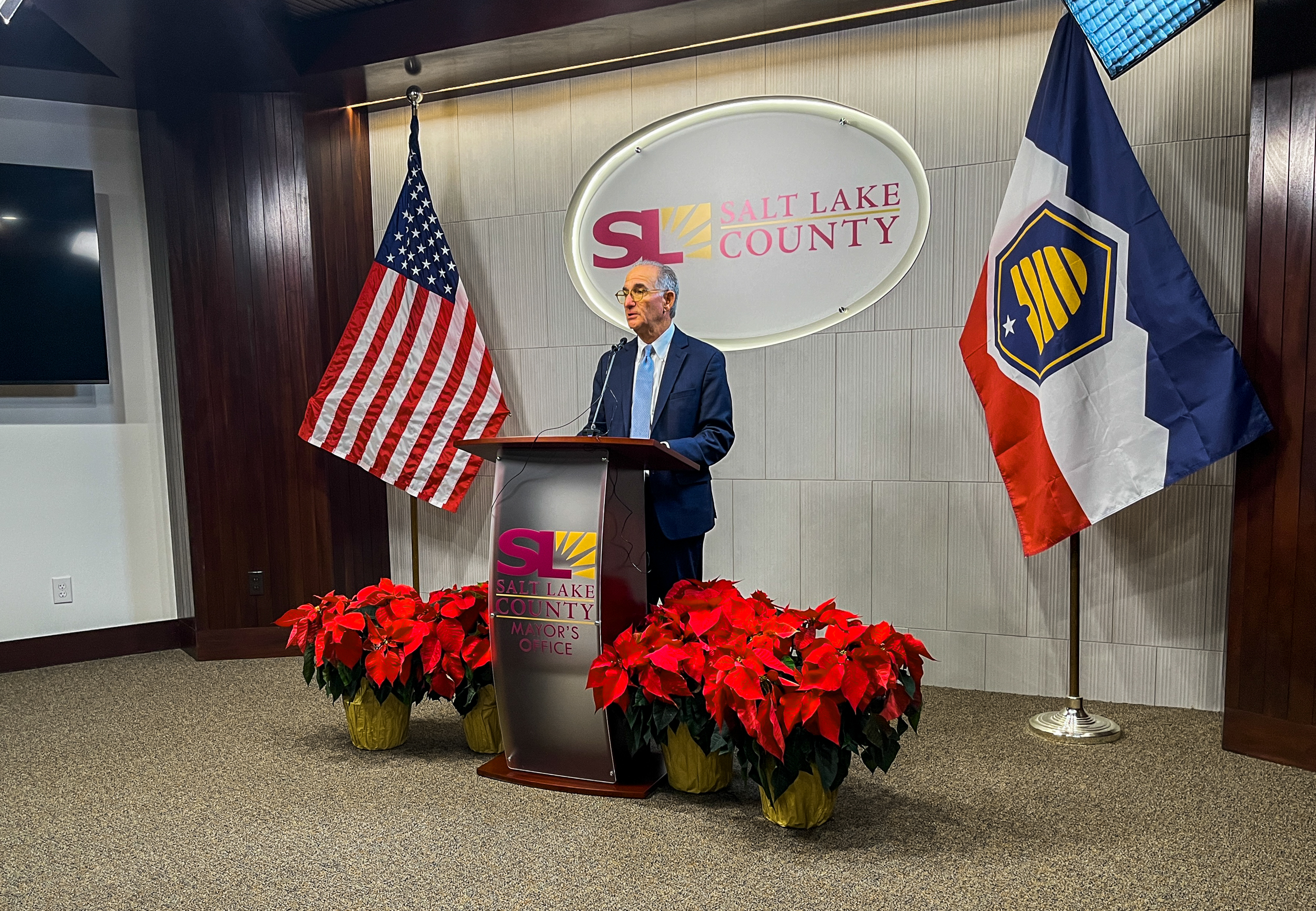 Steve Leifman, founder of the Leifman Group and a former Miami-Dade County, Florida, judge, speaks to reporters after meeting with Salt Lake County leaders in Salt Lake City on Monday. Leifman has been assisting Salt Lake County in adjustments to its criminal justice system.