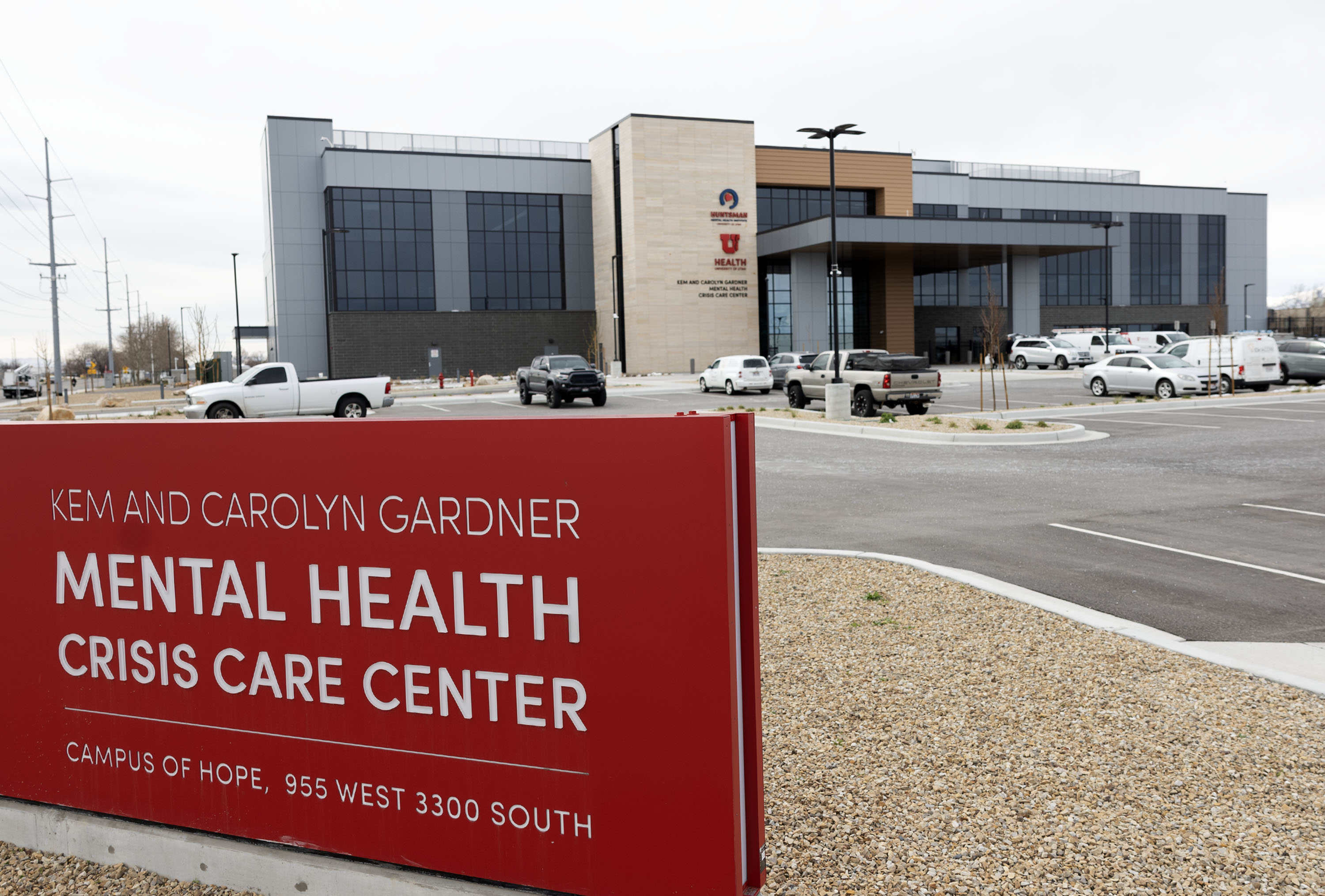The new Kem and Carolyn Gardner Mental Health Crisis Care Center is pictured in South Salt Lake on March 20.