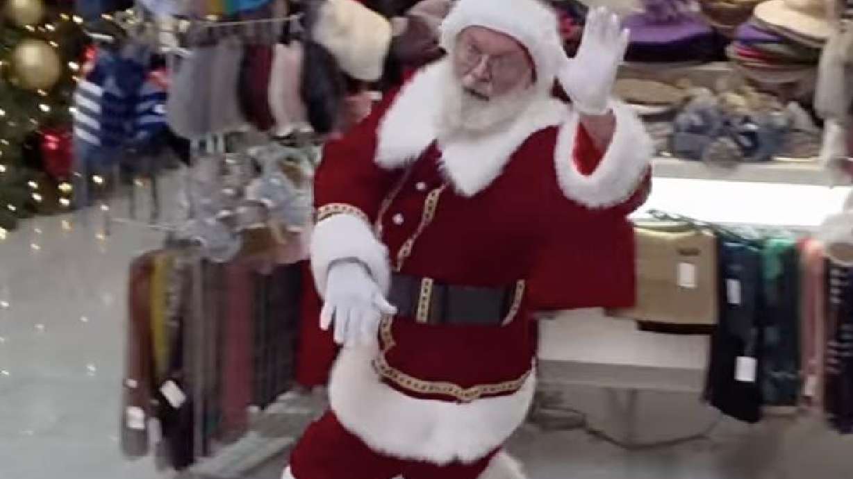 A man dressed as Santa Claus roller skates through Slovenia's largest shopping mall on Dec. 12.