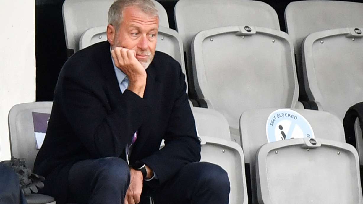 FILE - Chelsea's soccer club owner Roman Abramovich attends the UEFA Women's Champions League final soccer match against FC Barcelona in Gothenburg, Sweden, May 16, 2021.