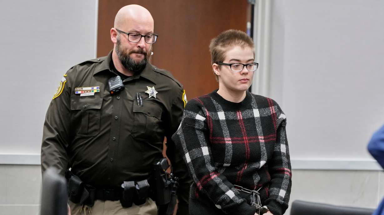 Morgan Geyser appears in a Waukesha County courtroom, Jan. 9, in Waukesha, Wis. The Wisconsin woman who almost killed her sixth-grade classmate to please horror villain Slender Man and then fled a group home won't fight the state's attempt to revoke her release privileges.