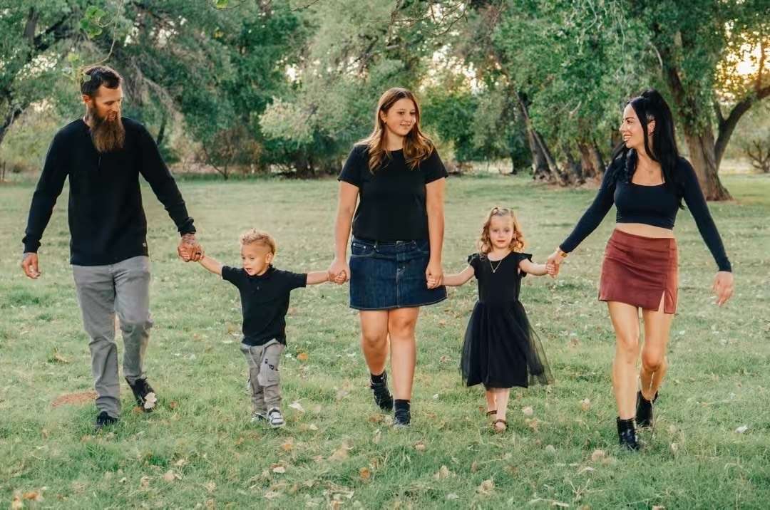 Alli Allred with her family. Alli,13, is in critical condition following a collision with an e-bike while riding her e-motorcycle in Washington on Monday.