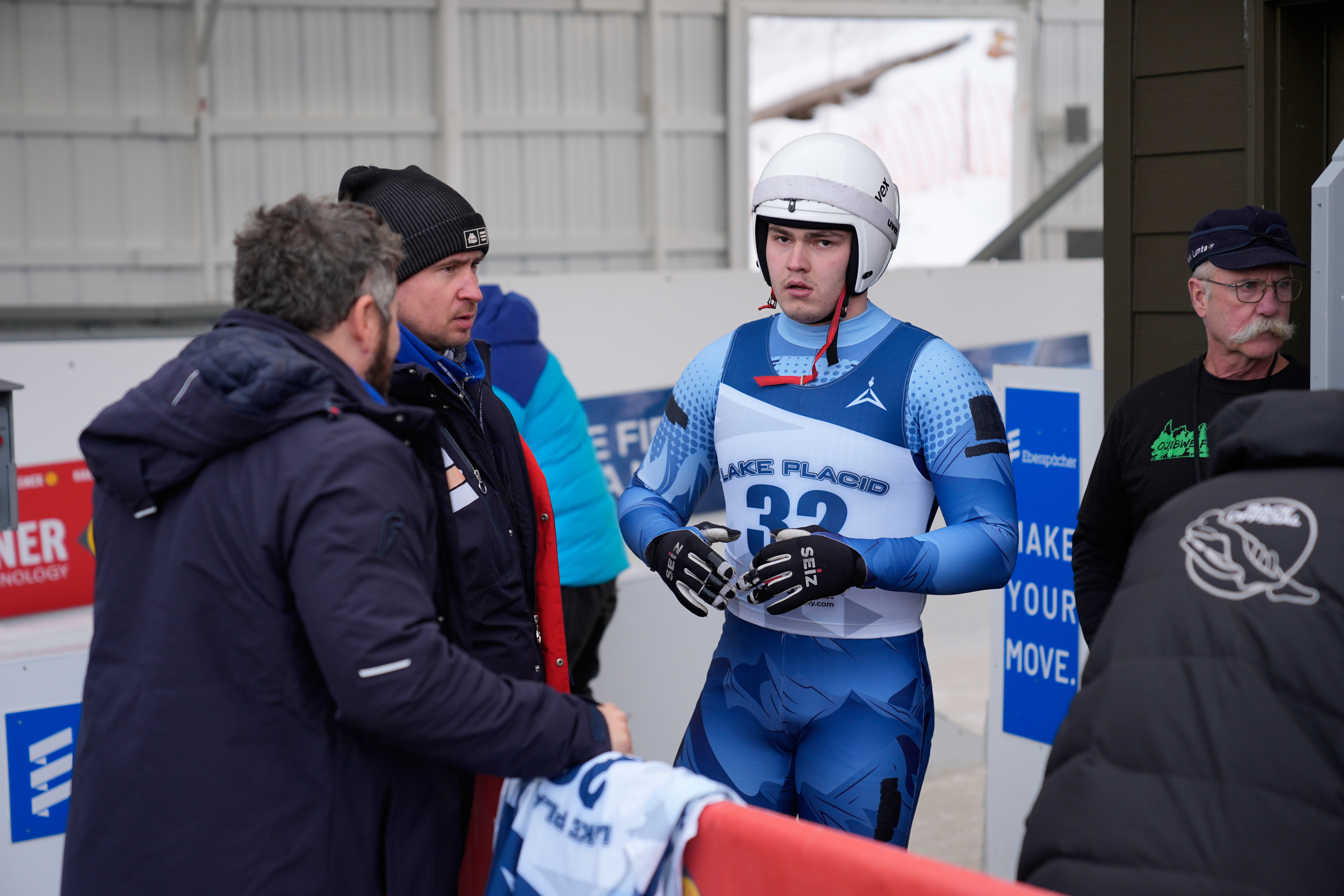 Russian athlete Matvei Perestoronin finishes a qualifying race to compete in a Luge World Cup event in Lake Placid, N.Y., Thursday, Dec. 18, 2025.