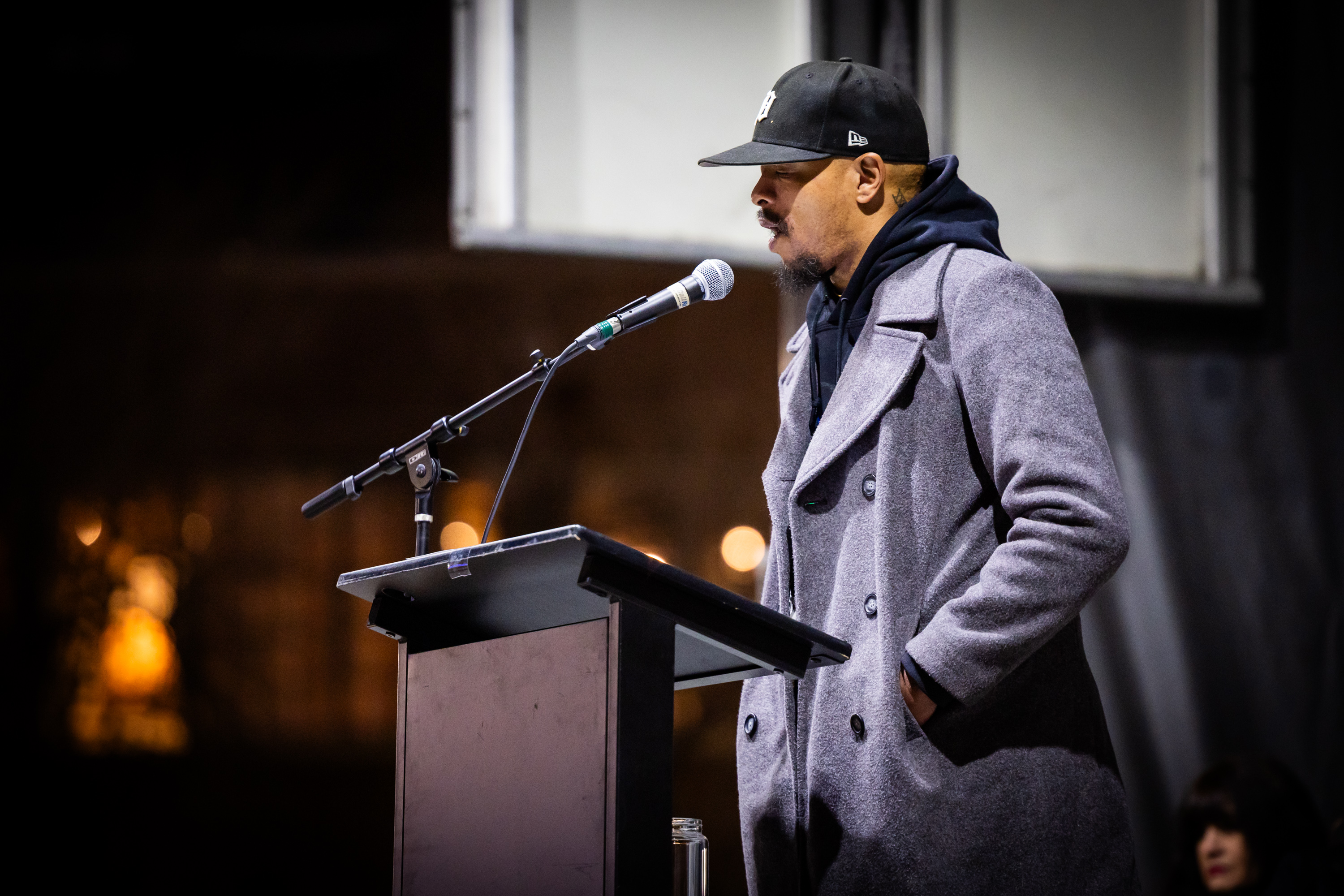 Jarod Beardon, of The INN Between, talks about his experience with homelessness during the 2025 Homeless Persons' Memorial Vigil at Pioneer Park in Salt Lake City on Thursday. The purpose of this event is to remember and honor those who have died while experiencing homelessness in Salt Lake County over the past year.