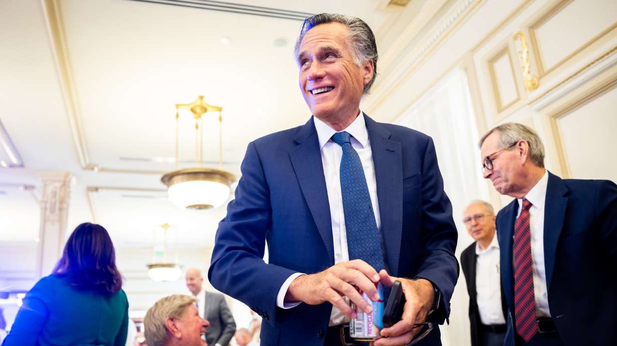 Former United States Sen. Mitt Romney at the Thomas S. Monson Center in Salt Lake City on March 27. Facing Social Security insolvency and a growing national debt, Romney argues wealthy Americans, like him, should be taxed more in a New York Times op-ed.