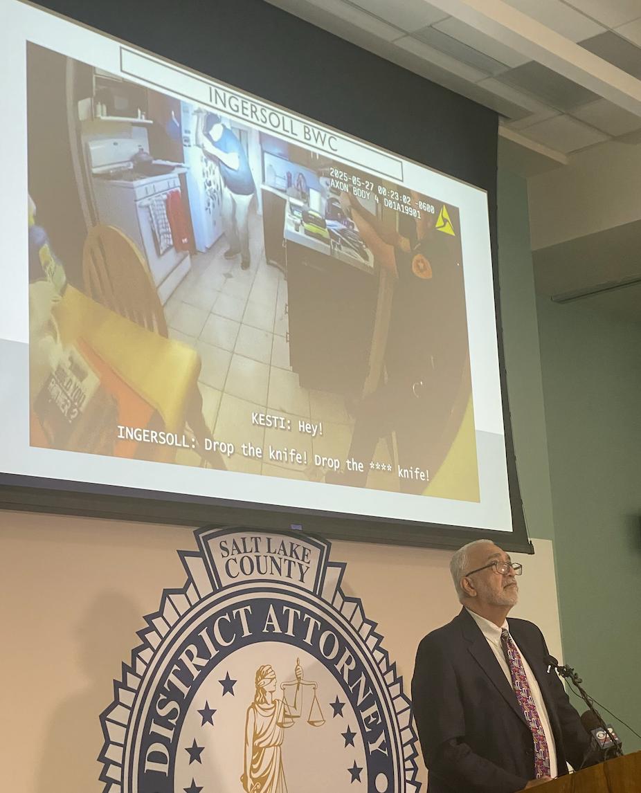 Salt Lake County District Attorney Sim Gill reviews findings of a fatal police shooting in Salt Lake City on Friday.