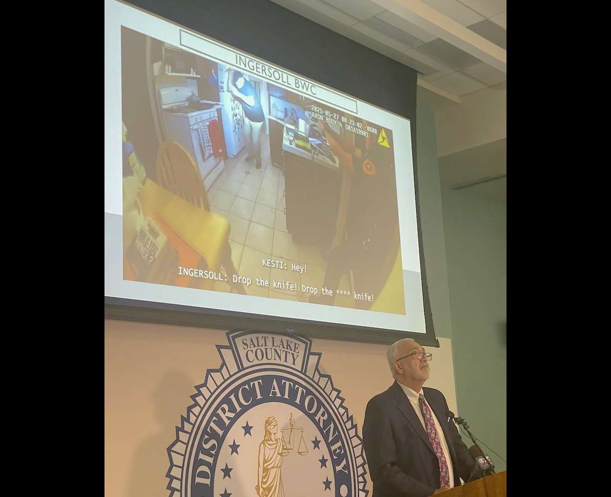 Salt Lake County District Attorney Sim Gill reviews findings of a fatal police shooting in Salt Lake City on Friday.