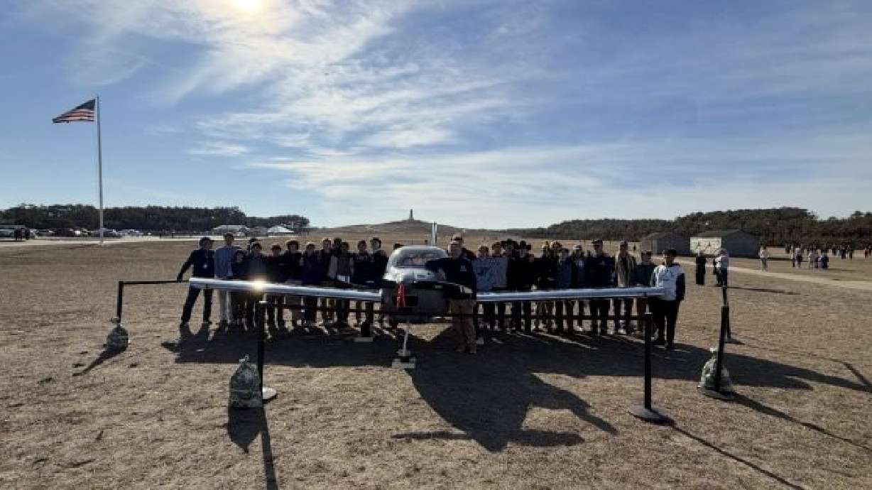 The students and graduates unveiled their plane at the annual ceremony Dec. 17, becoming the first plane built here since the Wright Brothers' historic achievement.