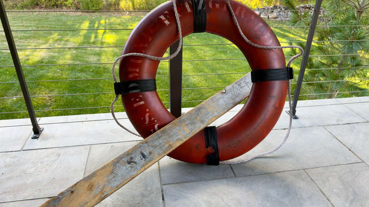A rare life ring from the 1975 shipwreck of the Edmund Fitzgerald, obtained by the state of Michigan in a lawsuit settlement, is displayed on Oct. 12, outside Detroit.