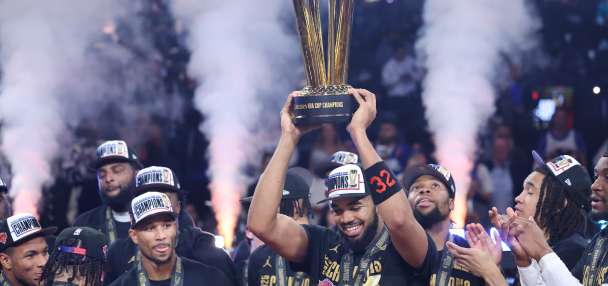 Knicks celebrate their NBA Cup title, even though they aren't commemorating it with a banner