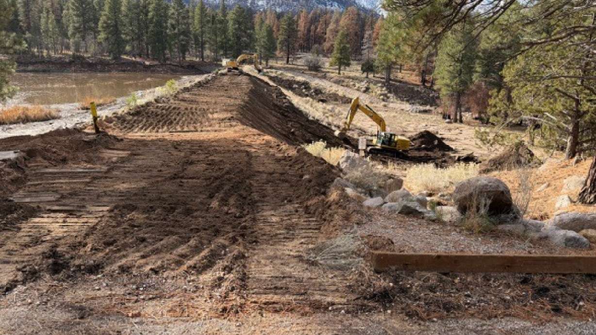 The beginning of construction at the Pine Valley dam is pictured. Wildfire and flooding led to the Pine Valley closure through the 2026 season, officials announced Friday.