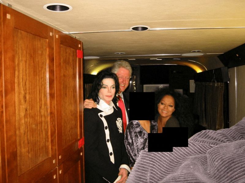 Former President Bill Clinton, Michael Jackson and Diana Ross are seen in this image released by the Department of Justice in Washington, on Friday. Clinton was featured heavily in the tranche of documents related to Jeffrey Epstein.