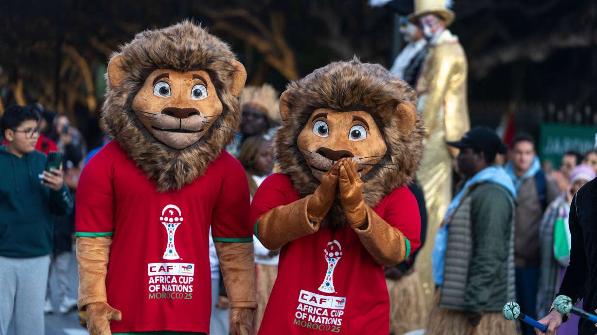 People dressed as mascots take part in a parade celebrating the upcoming Africa Cup of Nations soccer competition, in Rabat, Morocco, Saturday, Dec. 20, 2025.