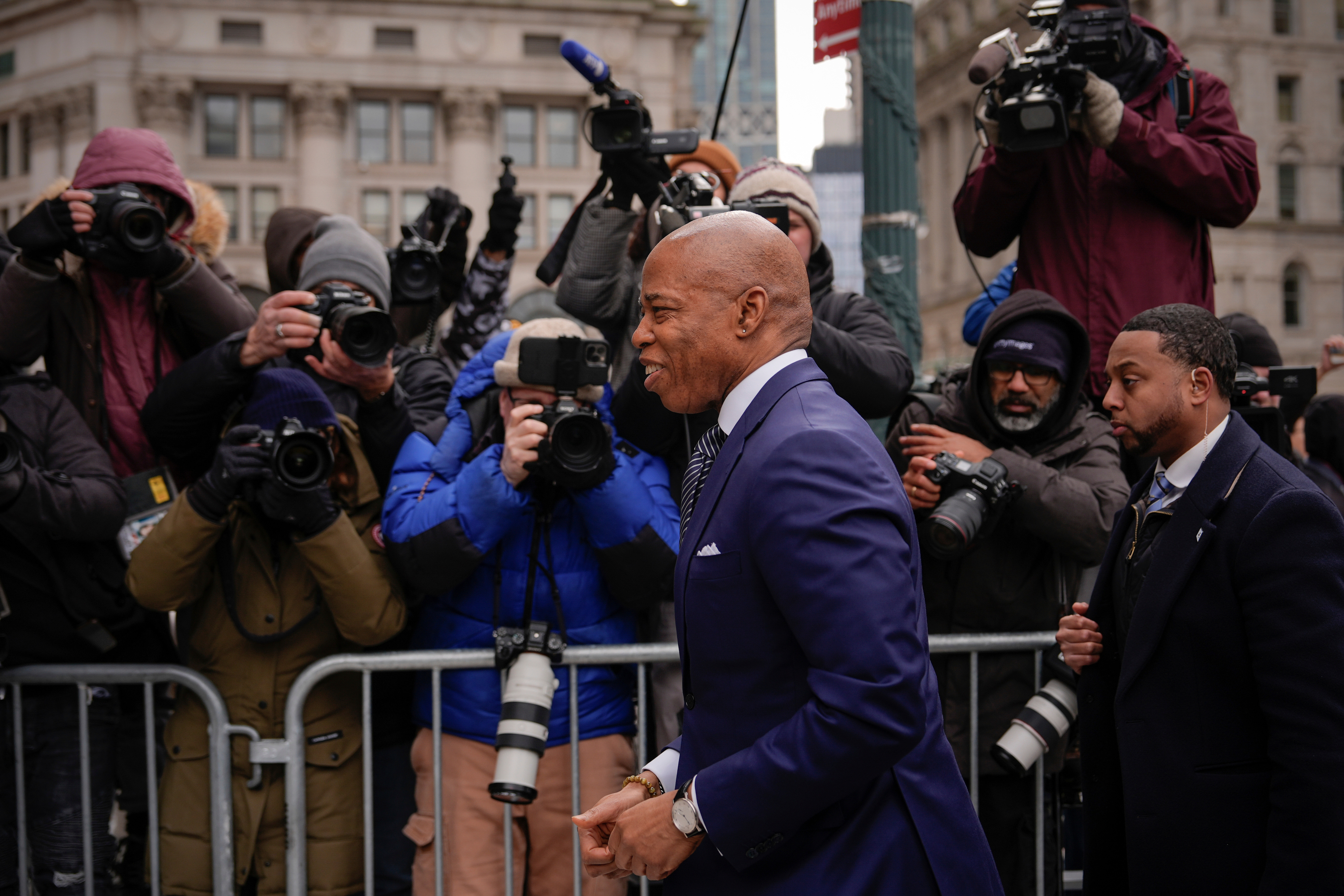 Then-New York City Mayor Eric Adams arrives to court, Feb. 19, 2025, in New York. Adams' former chief of staff was arrested on Wednesday, though Adams himself was not indicted in connection to the case.