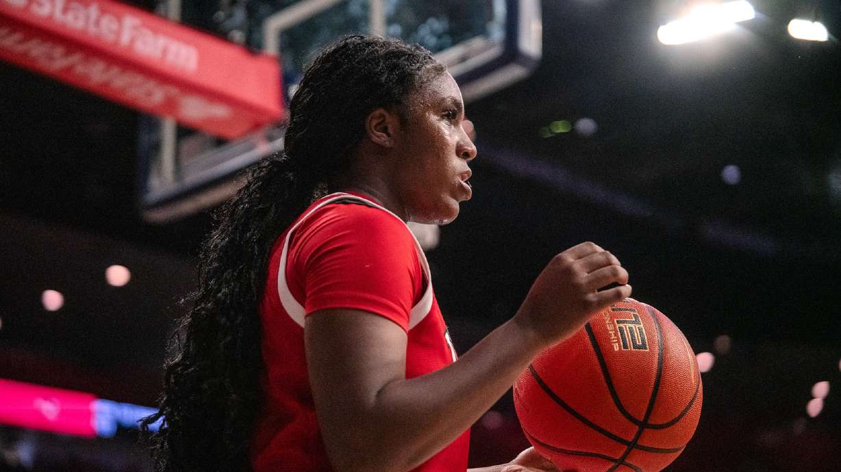 Utah guard LA Sneed looks to inbound the ball against Arizona at McKale Center in Tucson, Arizona, on Dec. 22, 2025.