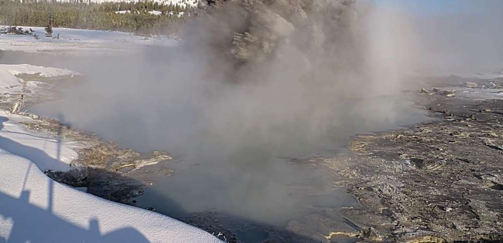 Have You Seen This? Black Diamond Pool at Yellowstone erupts — muddily