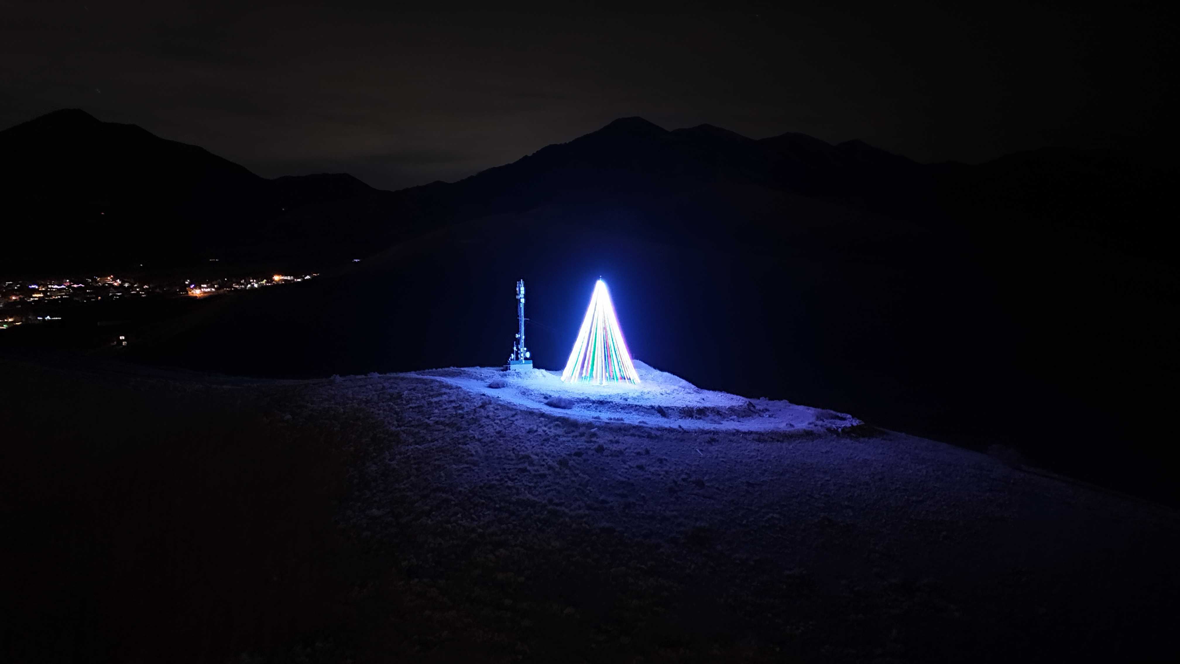 An aerial photo taken on Dec. 14 shows the Christmas tree built on Little Mountain in Tooele. The holiday staple has been a part of the Tooele County community since 1979. Search and rescue crews have built it each year since the early 1980s.