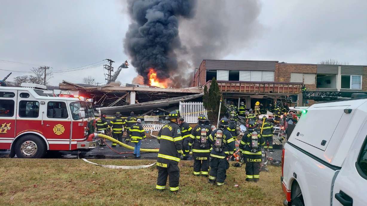 Parkland Fire Company responds to a fire at a nursing home in Bristol, Pennsylvania, on Tuesday.