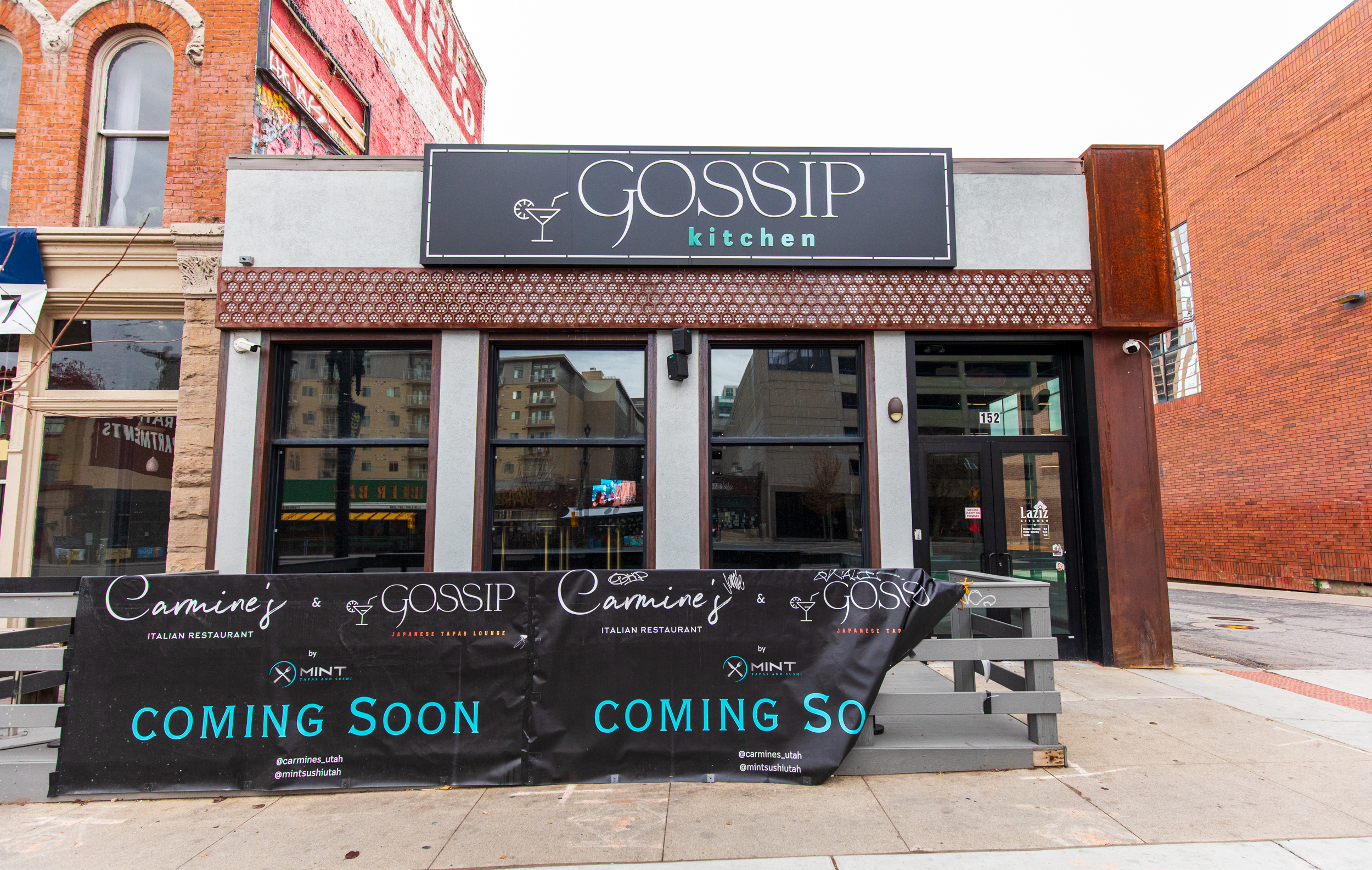 The exterior of Gossip Kitchen on 200 South is pictured on Monday, Dec. 22. The new restaurant could open as early as next month, replacing the Laziz Kitchen location that closed in October.