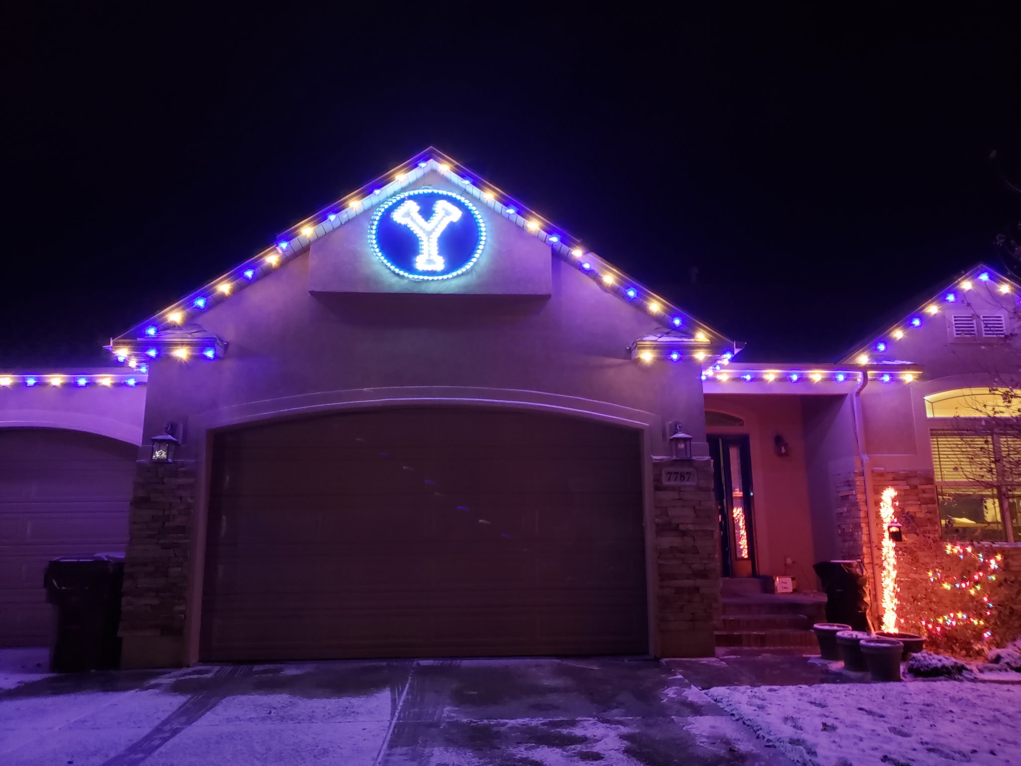 A holiday display on Wyatt Page's home. Wyatt passed away from terminal brain cancer in 2020. Tony Emerine donated the lights as a way to give back to individuals and families struggling with the effects of terminal illness during the holidays.