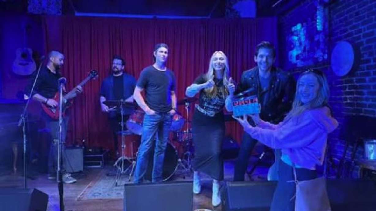 Cheyenne Grace performs on the set of “The Best Thing About Christmas.”