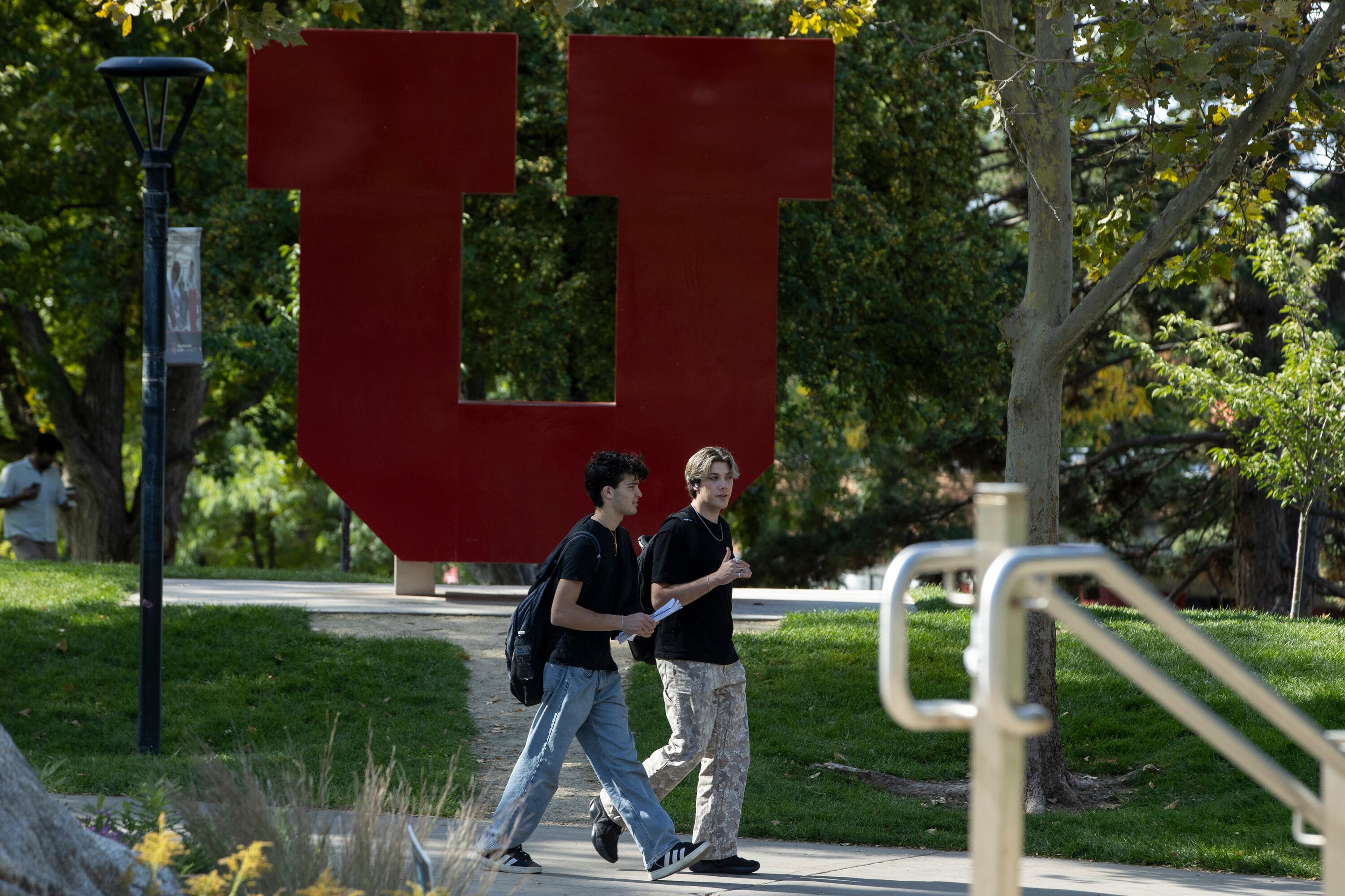 Students walk through the University of Utah campus in Salt Lake City on Sept. 26.