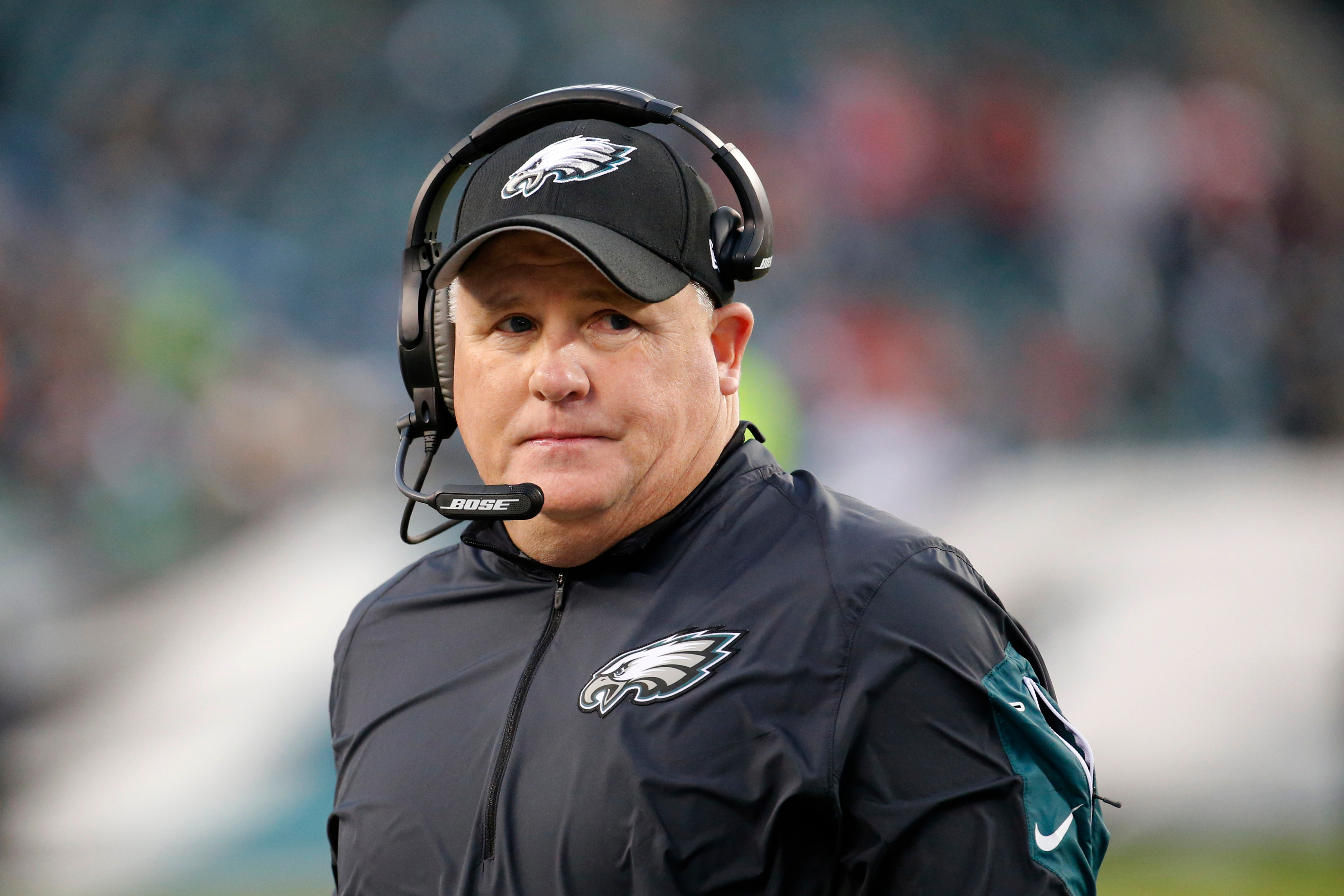 FILE - Philadelphia Eagles head coach Chip Kelly walks the sidelines during the second half of an NFL football game against the Tampa Bay Buccaneers, Sunday, Nov. 22, 2015, in Philadelphia.