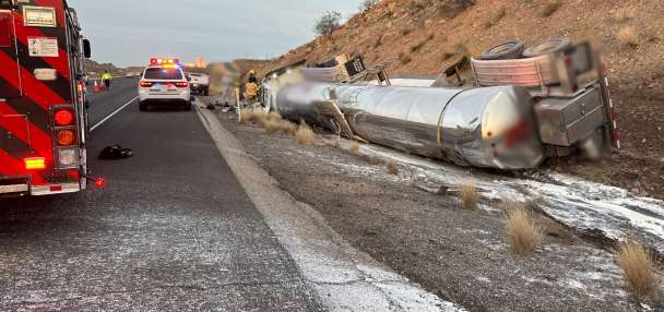 Leeds rollover crash leaves semi driver with critical injuries