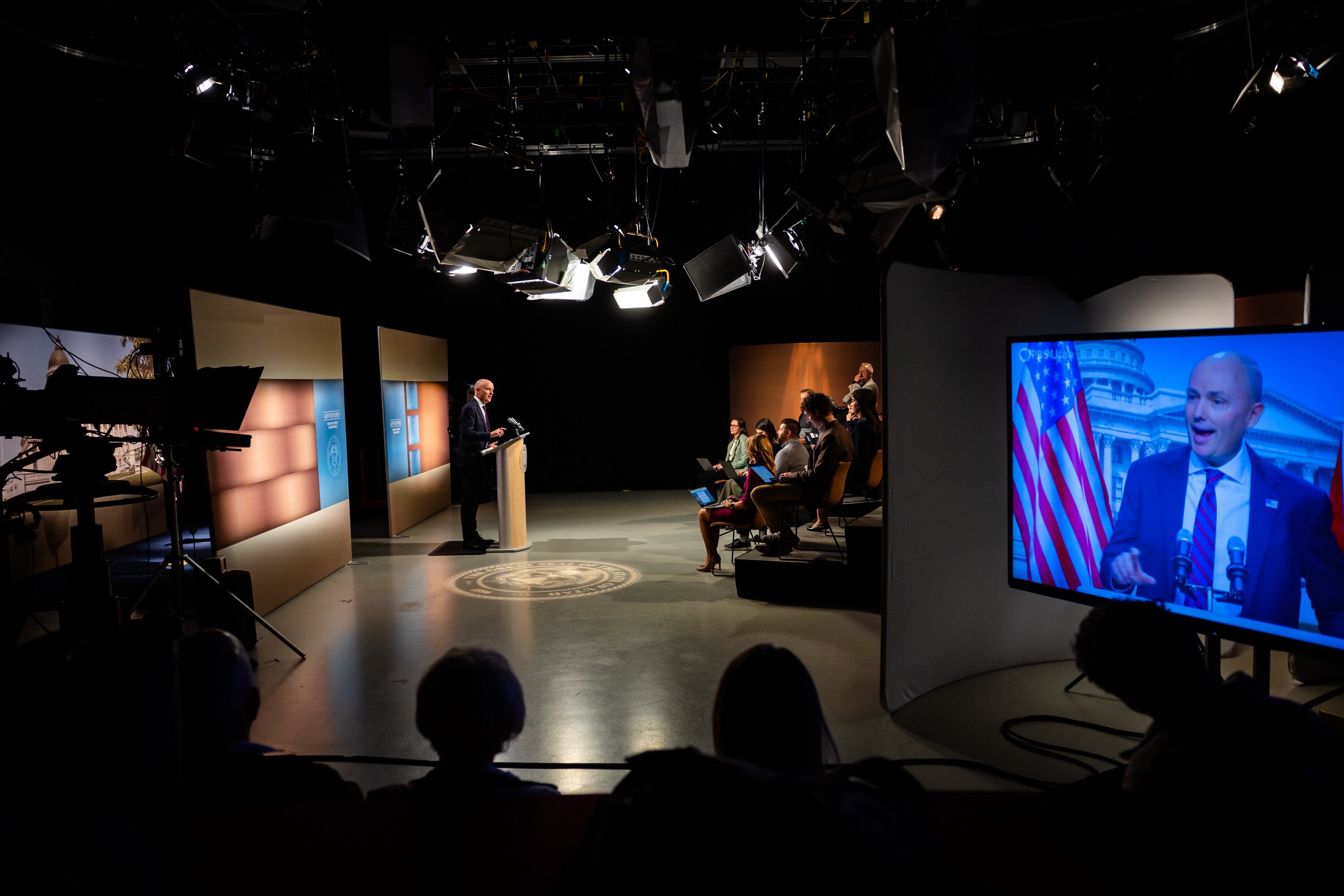 Gov. Spencer Cox responds to a reporter’s question during the PBS Utah Governor’s Monthly News Conference held at the Eccles Broadcast Center in Salt Lake City on Nov. 25. Cox made strides in international trade diplomacy in 2025.