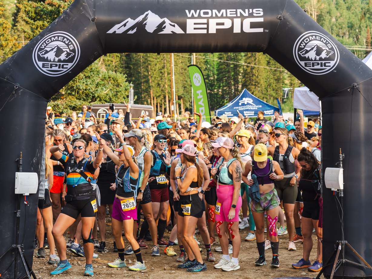 Runners wait at the start line for the Women's Epic Race held at Brighton Ski Resort on July 26.