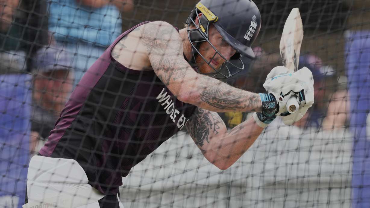 England's Ben Stokes bats during a practice session ahead of the fifth and final Ashes cricket test between England and Australia in Sydney, Australia, Friday, Jan. 2, 2026.