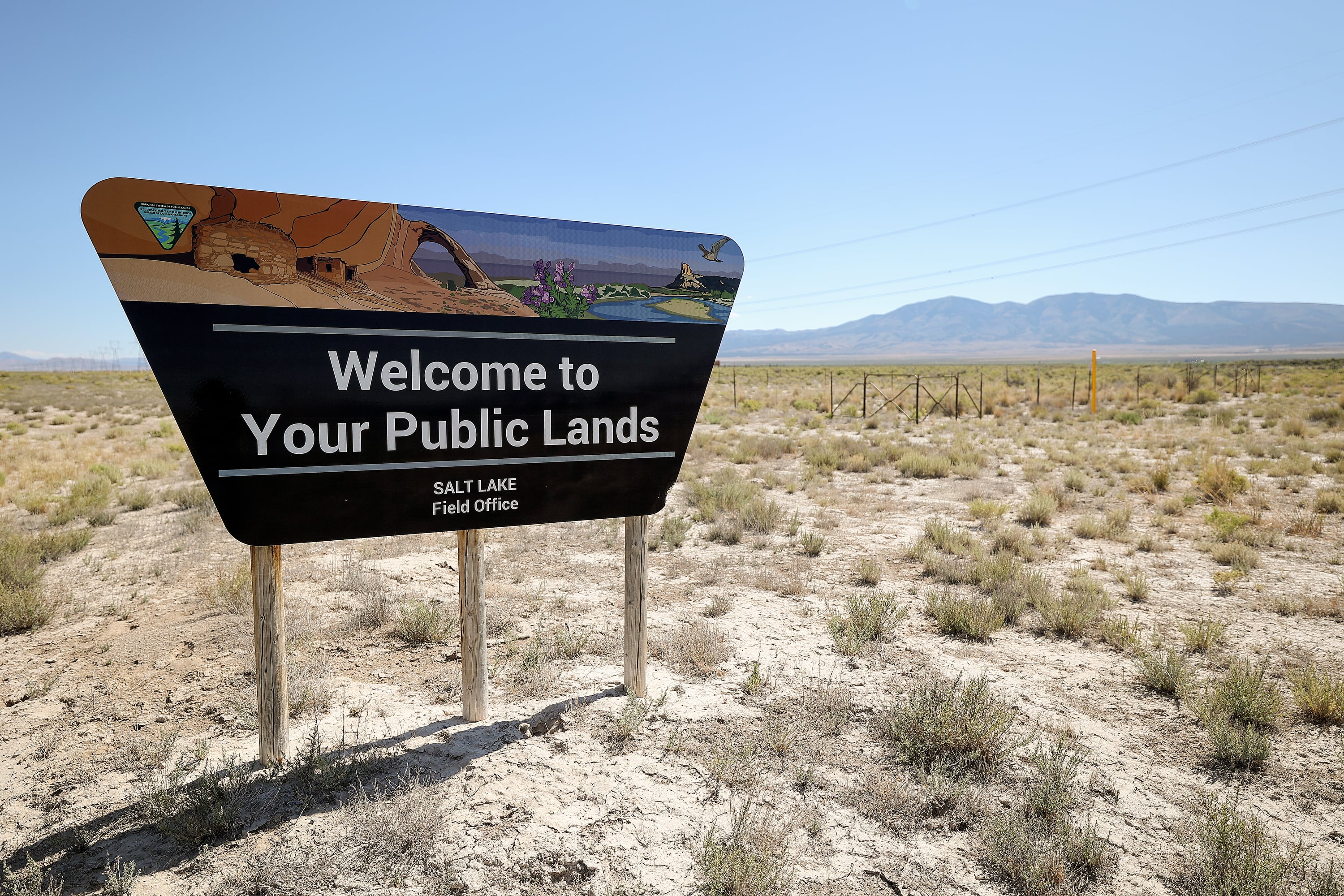 A Bureau of Land Management sign is pictured in Rush Valley in Tooele County on July 7. A coalition was formed recently to promote affordable housing on public lands.