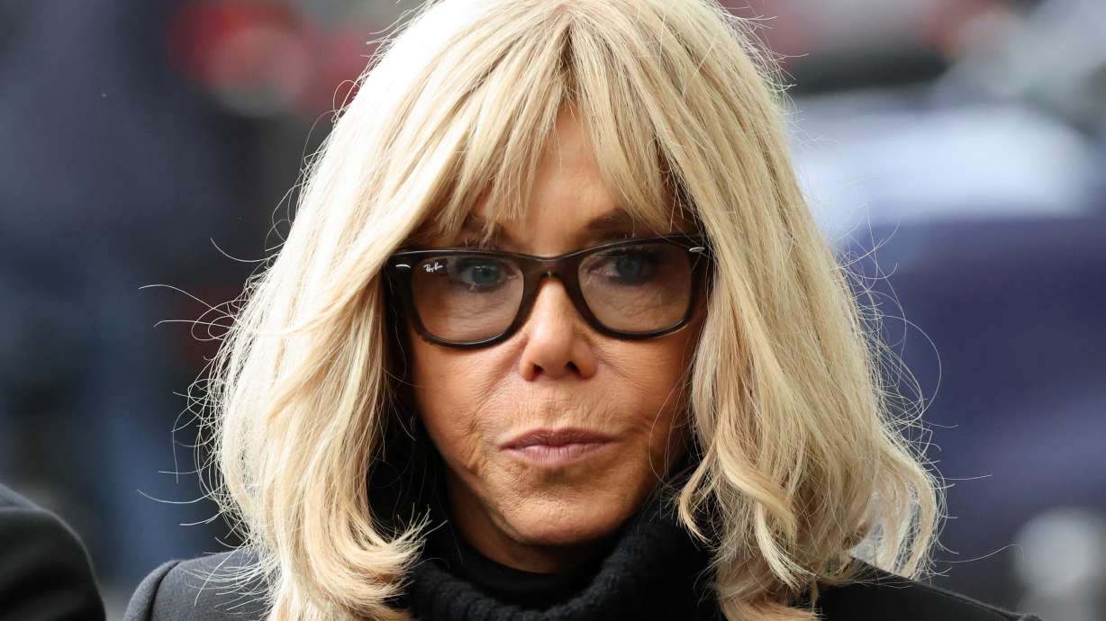 French President's wife Brigitte Macron arrives ahead of the ceremony outside "La Belle Equipe" bar, Nov. 13, 2025, in Paris as part of ceremonies marking the 10th anniversary of terrorist attacks. Ten people were found guilty of cyberbullying France's first lady.