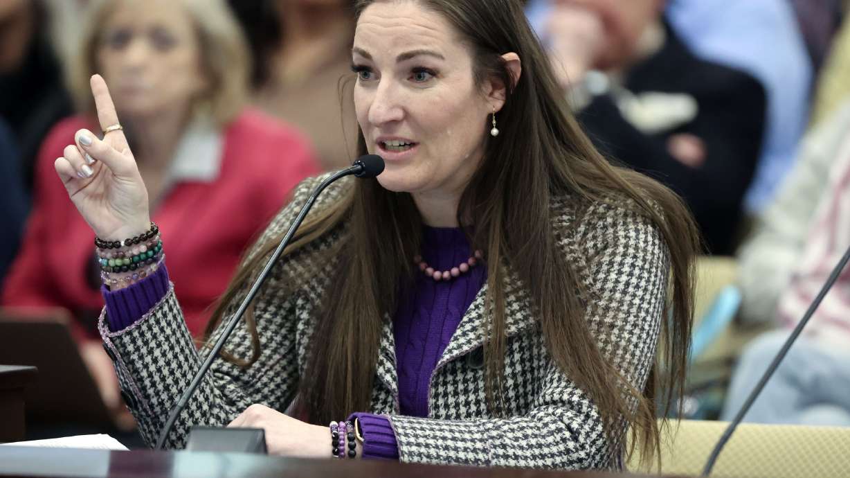 Utah County Commissioner Amelia Powers Gardner during a Senate Revenue and Taxation Standing Committee meeting in the Senate building in Salt Lake City on March 1, 2022. Powers Gardner was censured by the Utah County GOP last week.