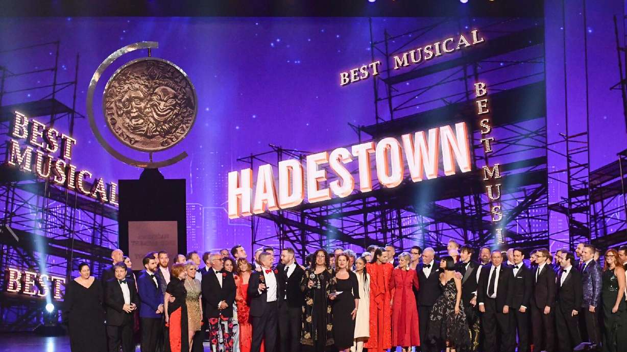 The company of "Hadestown" accepts the award for best musical at the 73rd annual Tony Awards at Radio City Music Hall on June 9, 2019, in New York.