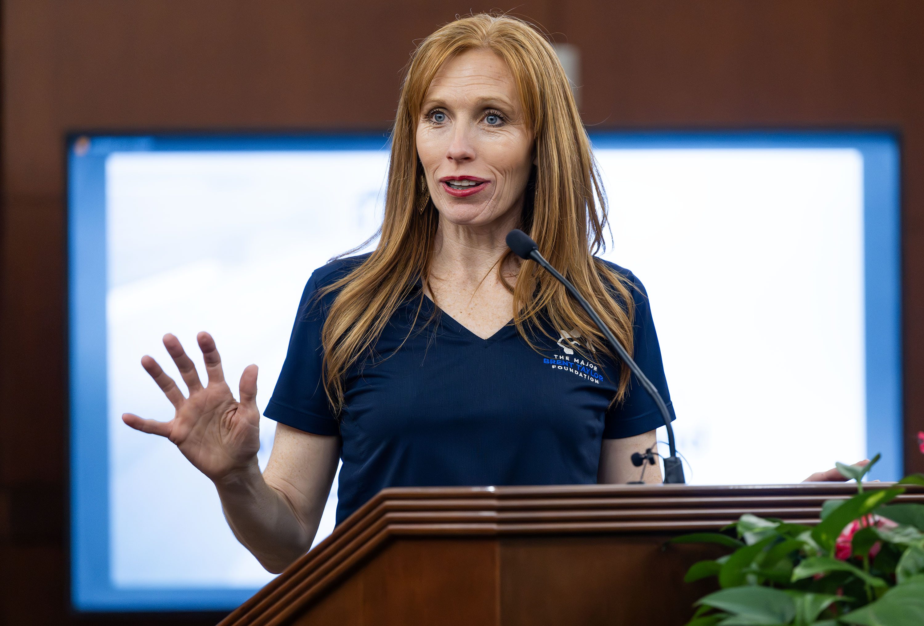 Veterans advocate and Gold Star widow Jennie Taylor speaks at a ceremony where the Utah judiciary launched a new veterans court to support former service members in the justice system in 2nd District Court in Ogden on Monday.