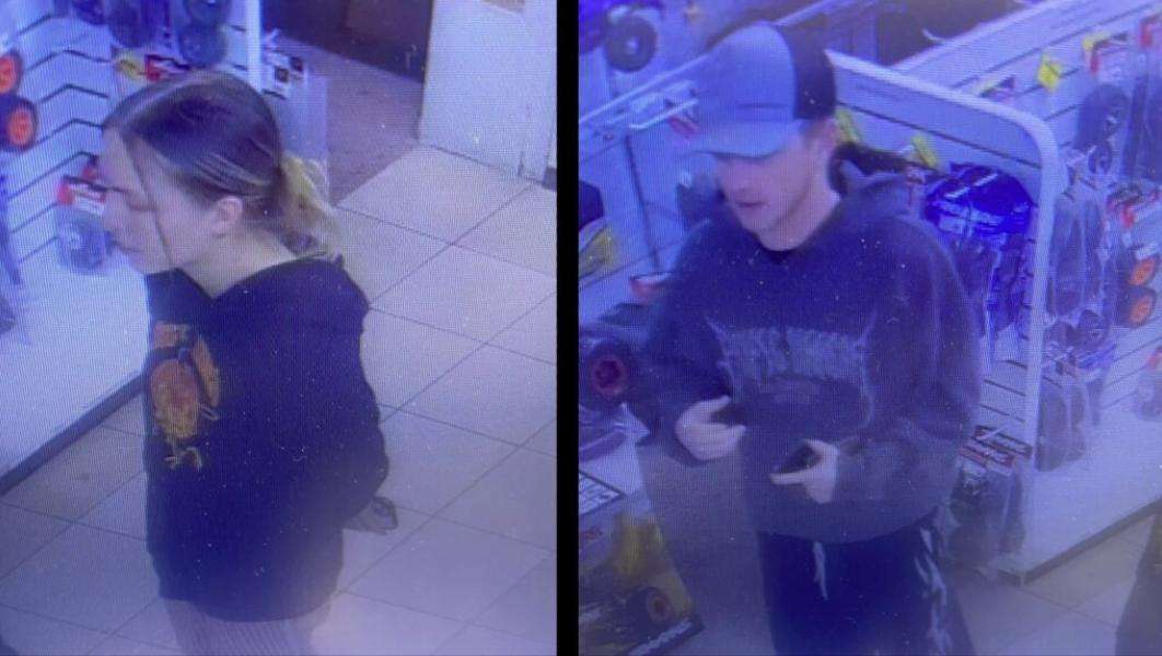 Surveillance footage shows the two alleged thieves shortly before the alleged theft on Friday.