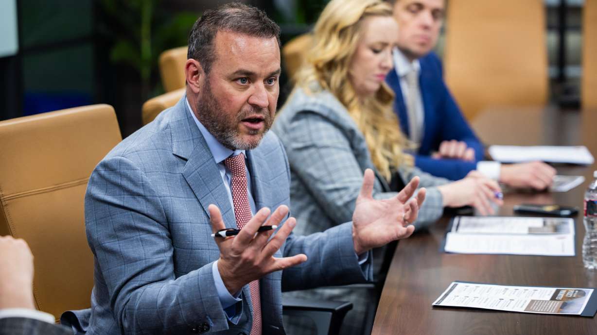 House Speaker Mike Schultz, R-Hooper, speaks with the Deseret News Editorial Board to present their 2026 legislative priorities at the Triad Center in Salt Lake City on Wednesday.
