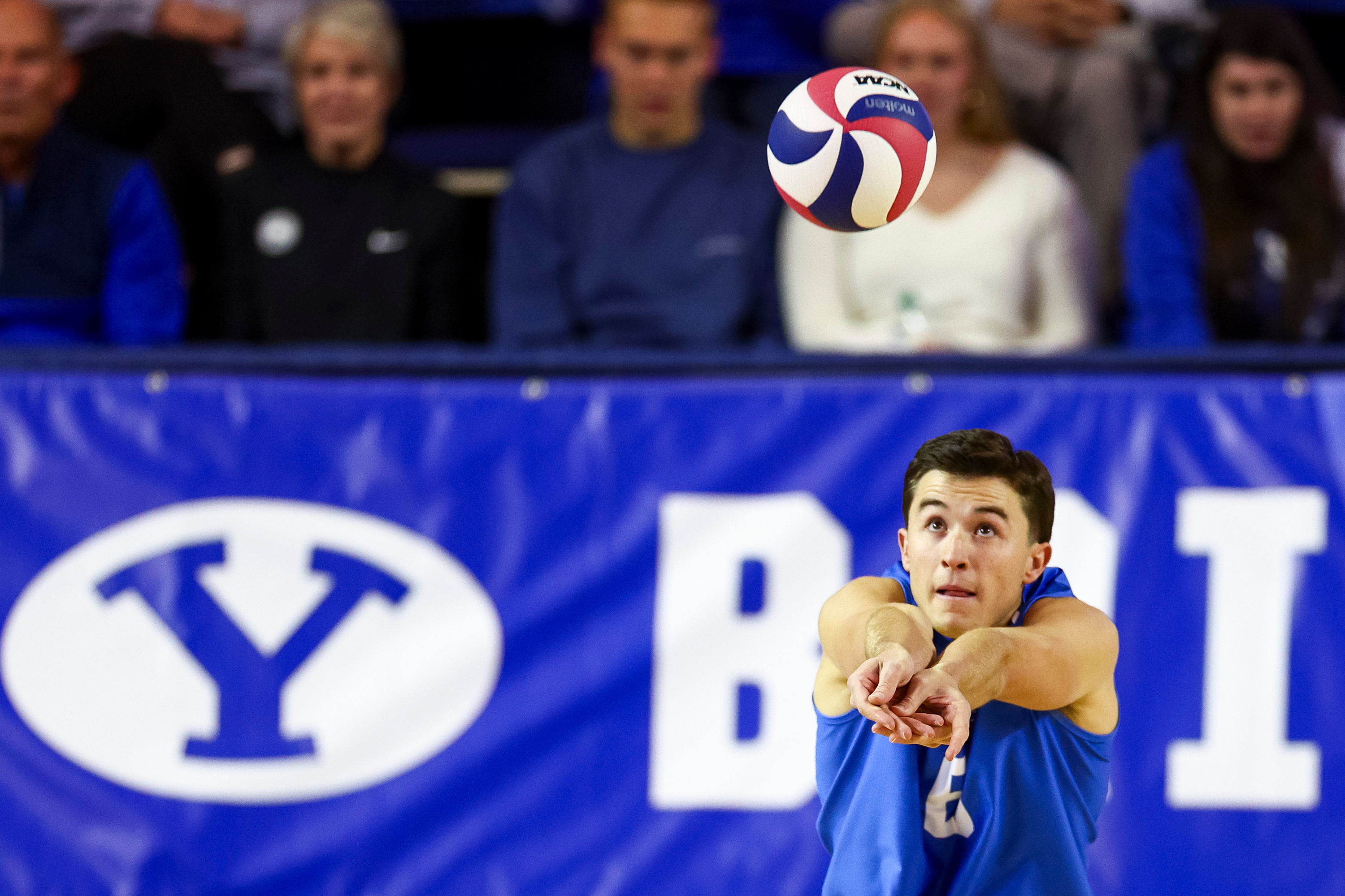 BYU libero Jackson Fife (6) makes a pass during an NCAA men’s volleyball game against the Saint Francis Red Flash at the George Albert Smith Fieldhouse in Provo on Friday, Jan. 9, 2026.