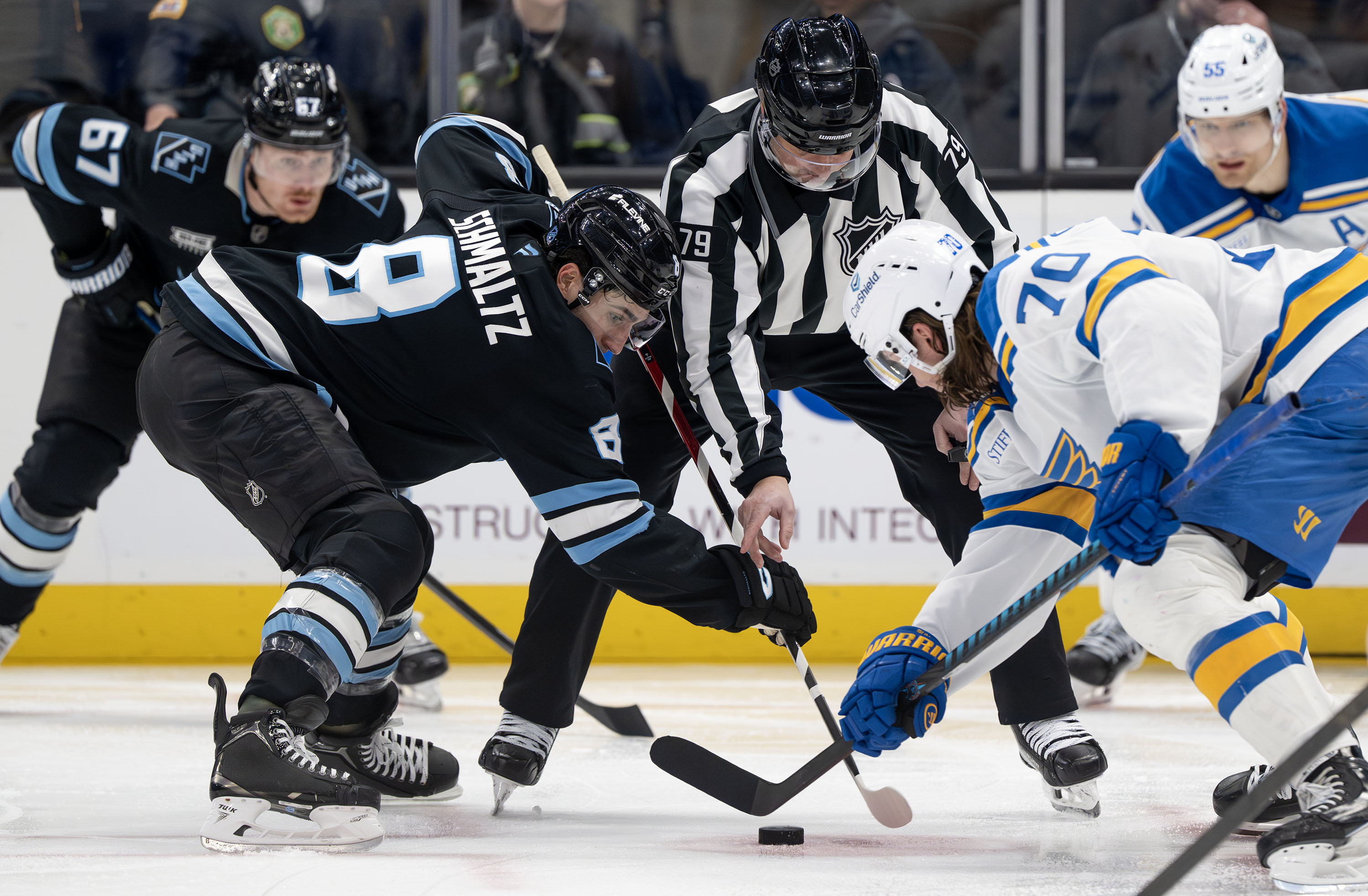 Schmaltz, Keller make history as they power Mammoth to win over Blues