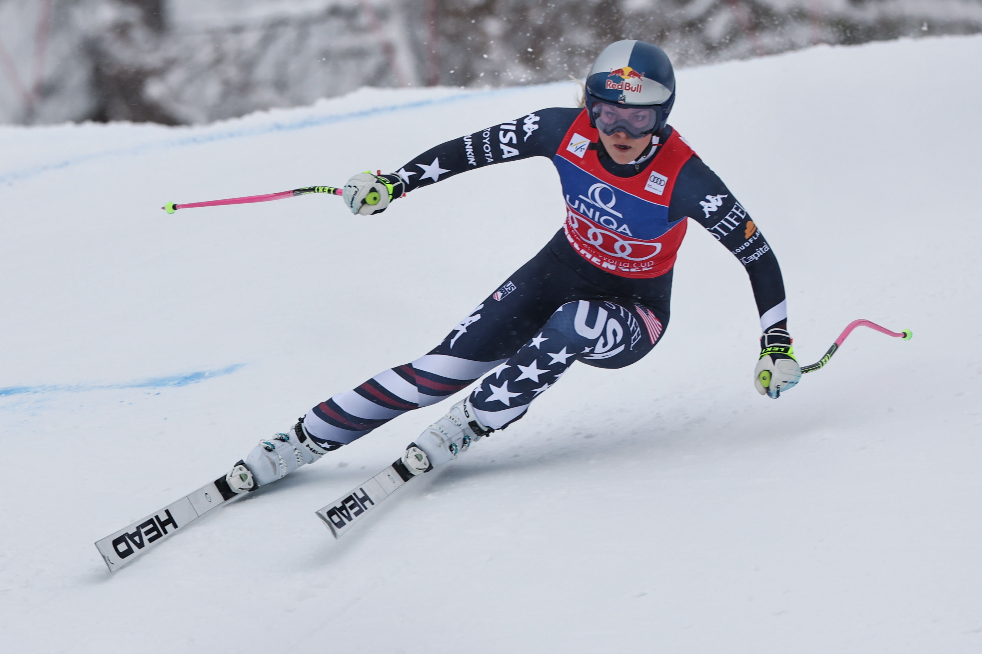 Lindsey Vonn impresses again leading World Cup downhill and set for 2nd win of Olympic season