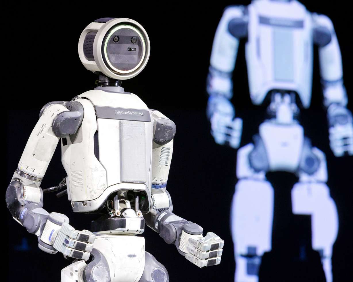 The Atlas Prototype by Boston Dynamics at the Hyundai presentation at CES 2026 in Las Vegas. The humanoid robot is set to be put to work in 2027.