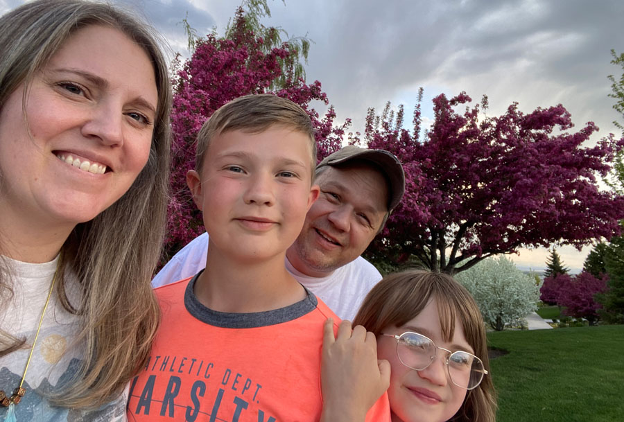 Emily and David Miller, of Rexburg, Idaho, and their children. The family is working to build hope from grief with the publication of a children’s book about the loss of a loved one.