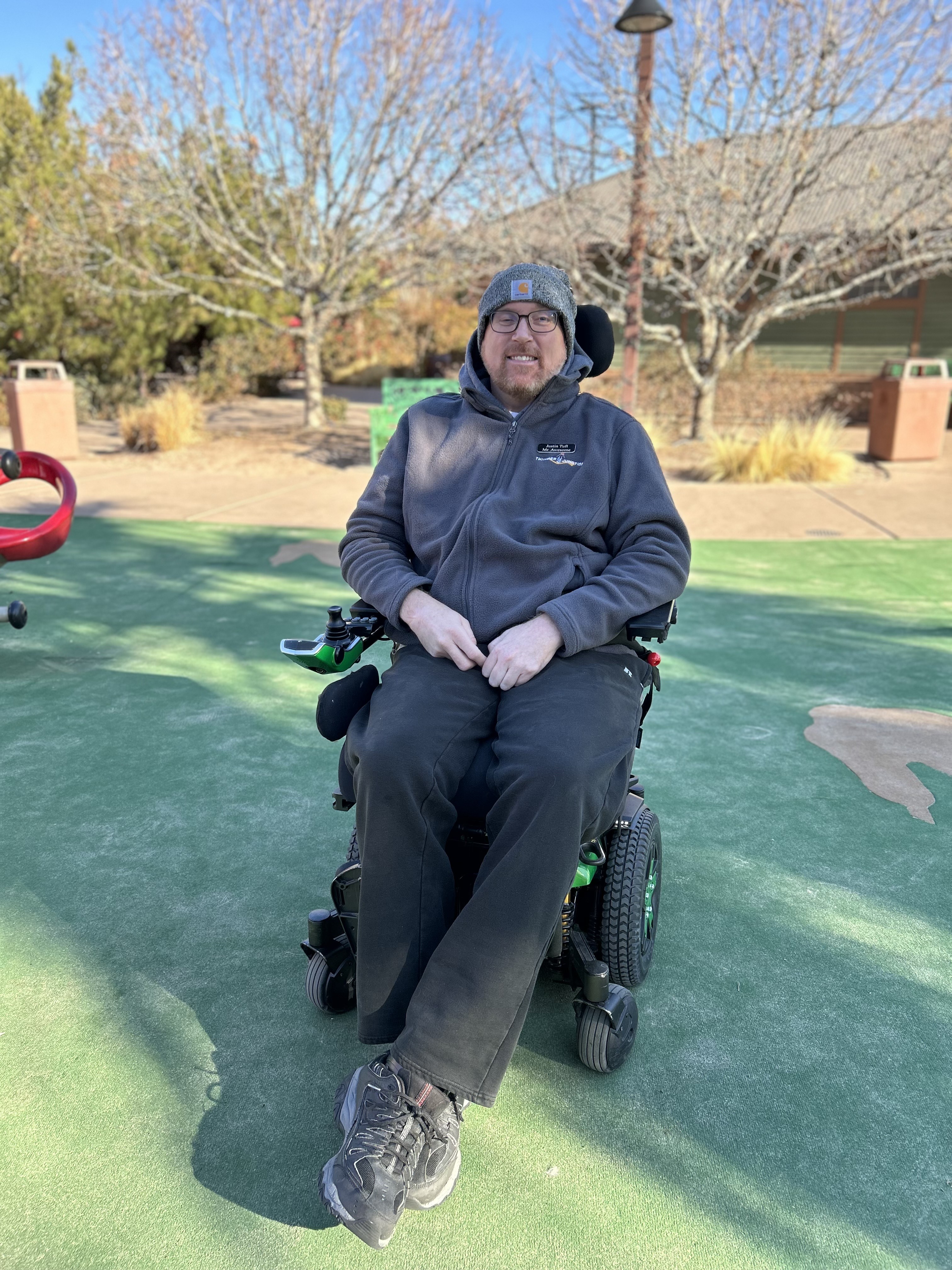 Justin Tuft works at Thunder Junction All Abilities Park as a greeter.
The park has 55 employees of all abilities.