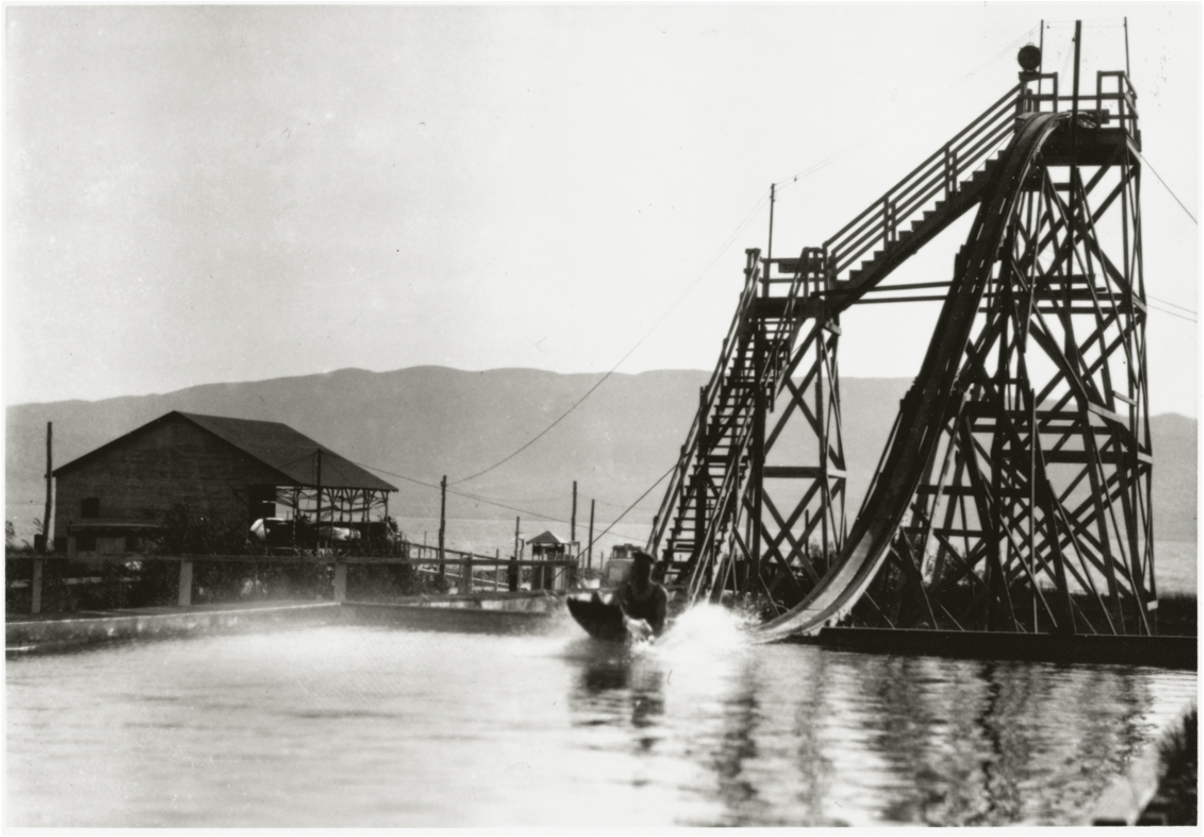 A giant toboggan slide, built in the 1920s, was one of many lakeside attractions at the Geneva Resort.